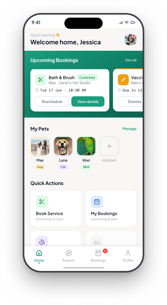 PetCareGo home screen